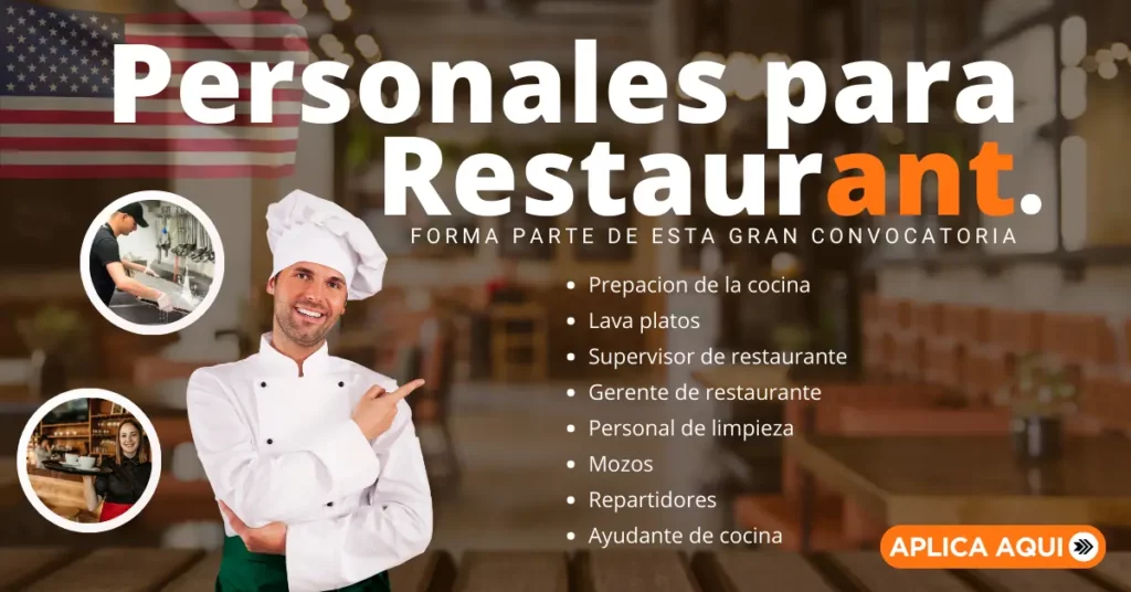 RESTAURANTE - SOLICITA PERSONAL DISTINTAS ÁREAS LABORALES